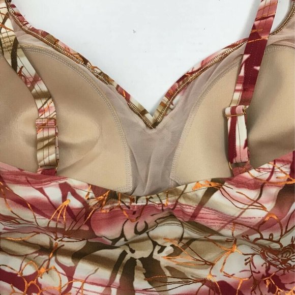 Gottex Silver One Piece Swimsuit Tropical Sz 24W - Picture 4 of 8